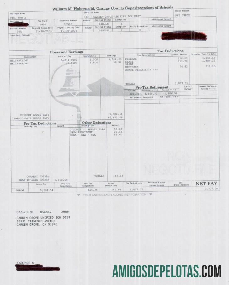 Superintendente de escolas do condado de Orange contracheque em formato PDF e Word amostra